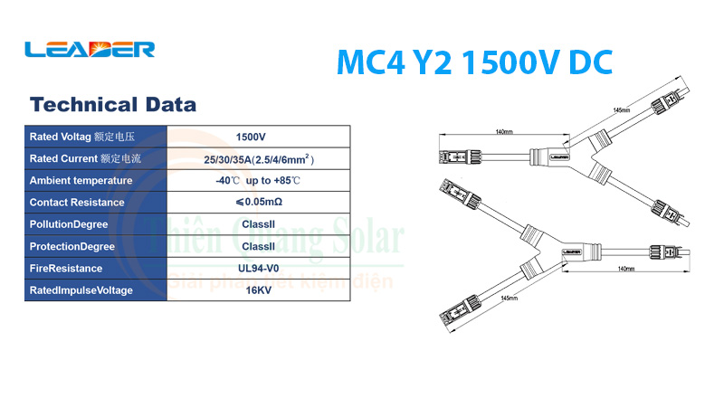 Jack nối MC4 Y2 1500V DC SY-BY21-AB (Solar PV Y Branch Connector) 